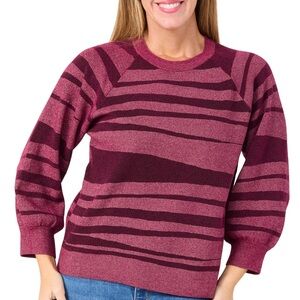 Democracy 3/4 Blouson Sleeve- Abstract Stripe Sweater